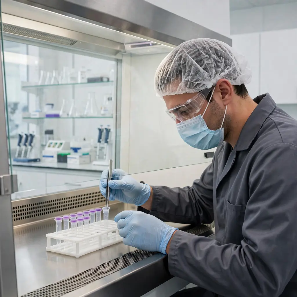 Scientist Handling Peptide Samples